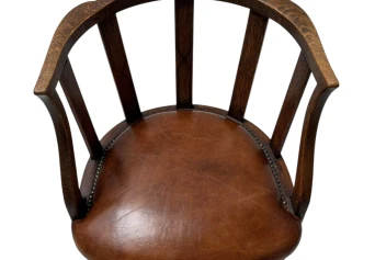 Art Deco Captain"s Chair or Armchair with Leather Seat, 1930s